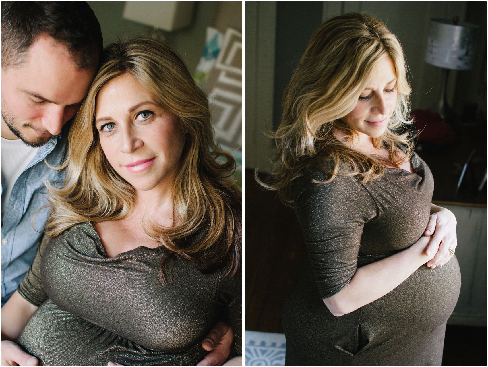gorgeous mom posing for maternity photos with her husband