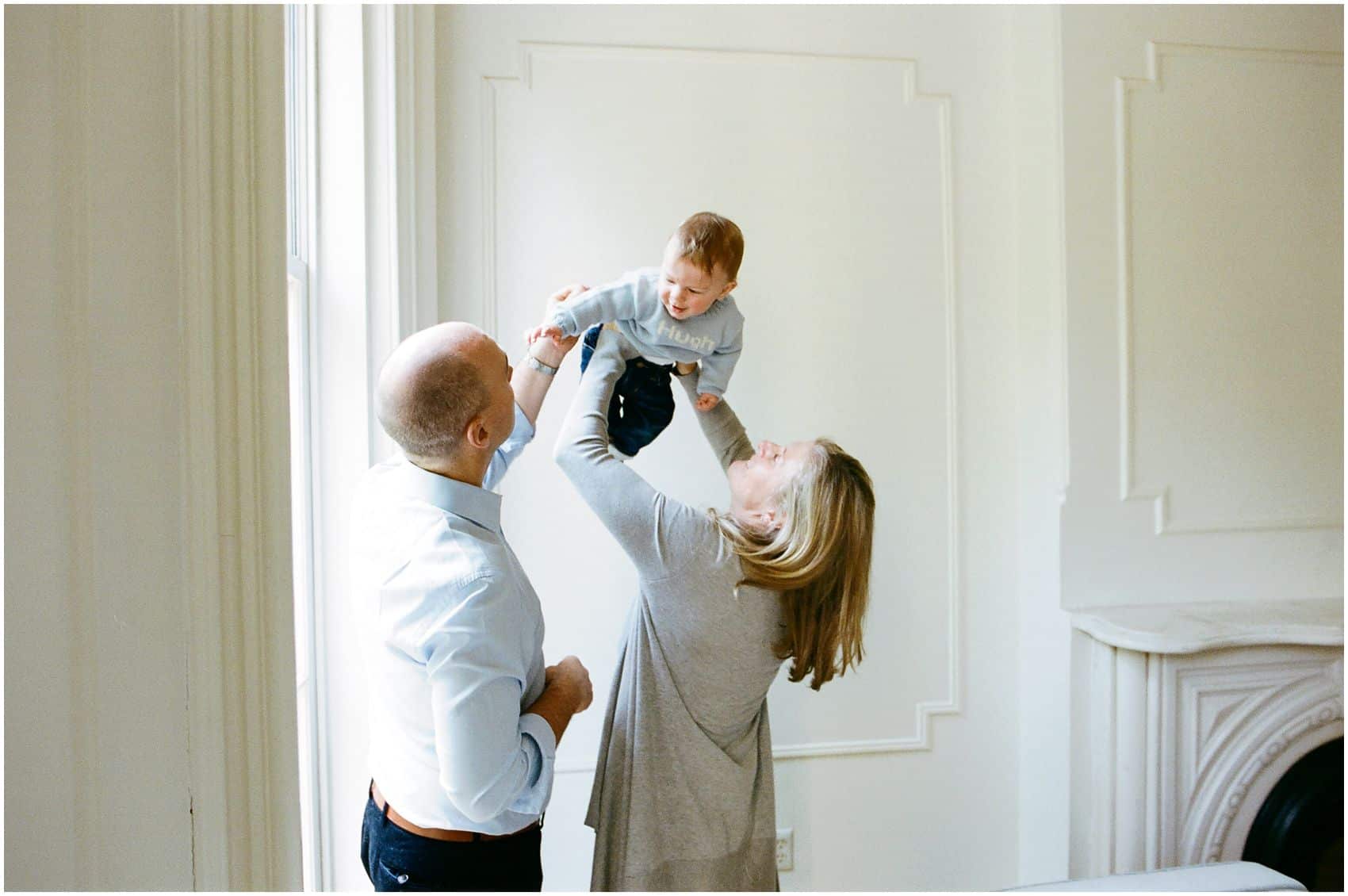 Play time with mom, daddy and the baby at home