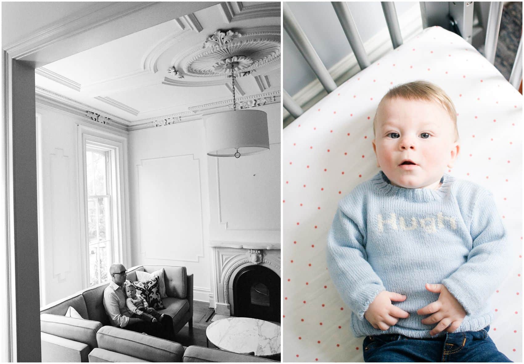 father and the baby at home session