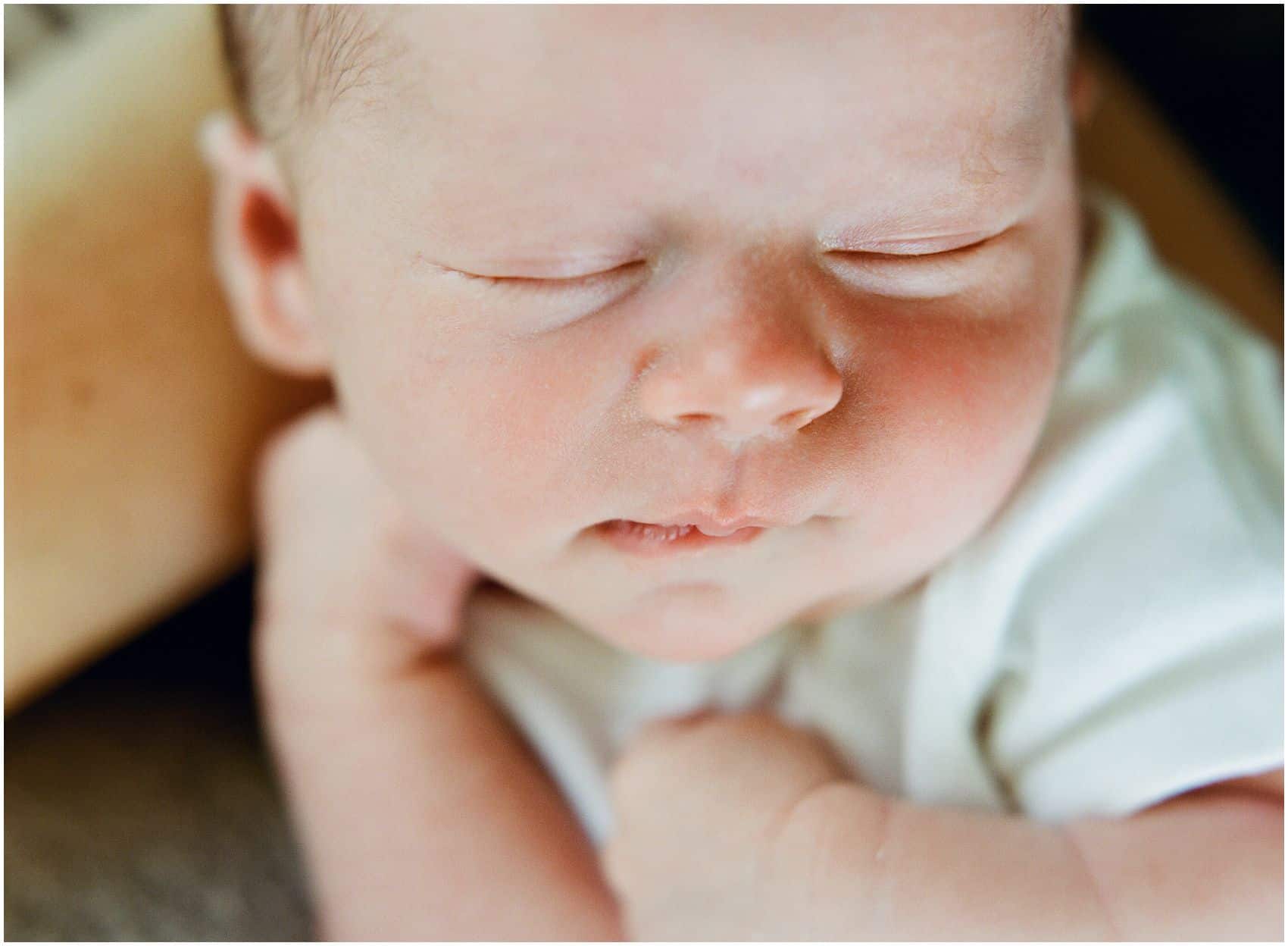 a close up of baby face details 