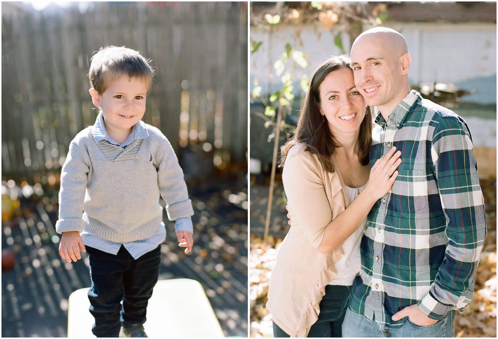 beautiful family photos of parents and son wearing fall clothing in Rockland County, NY