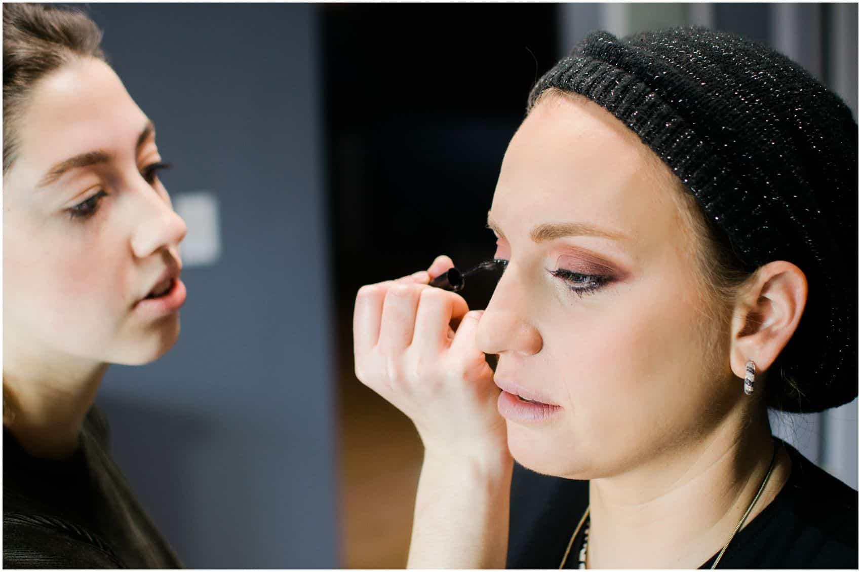 hair and makeup with eye shadows