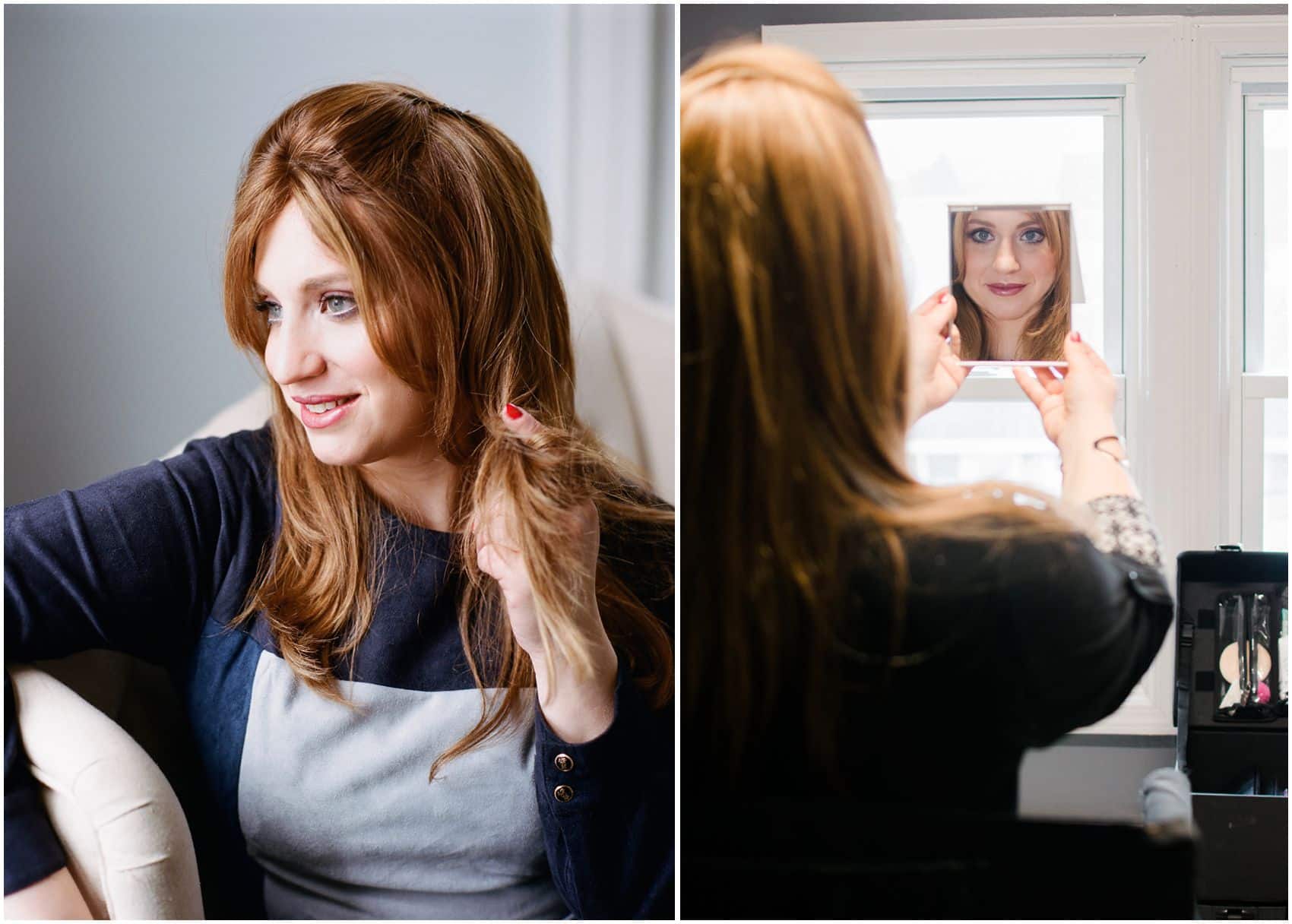 looking in the mirror for portrait session