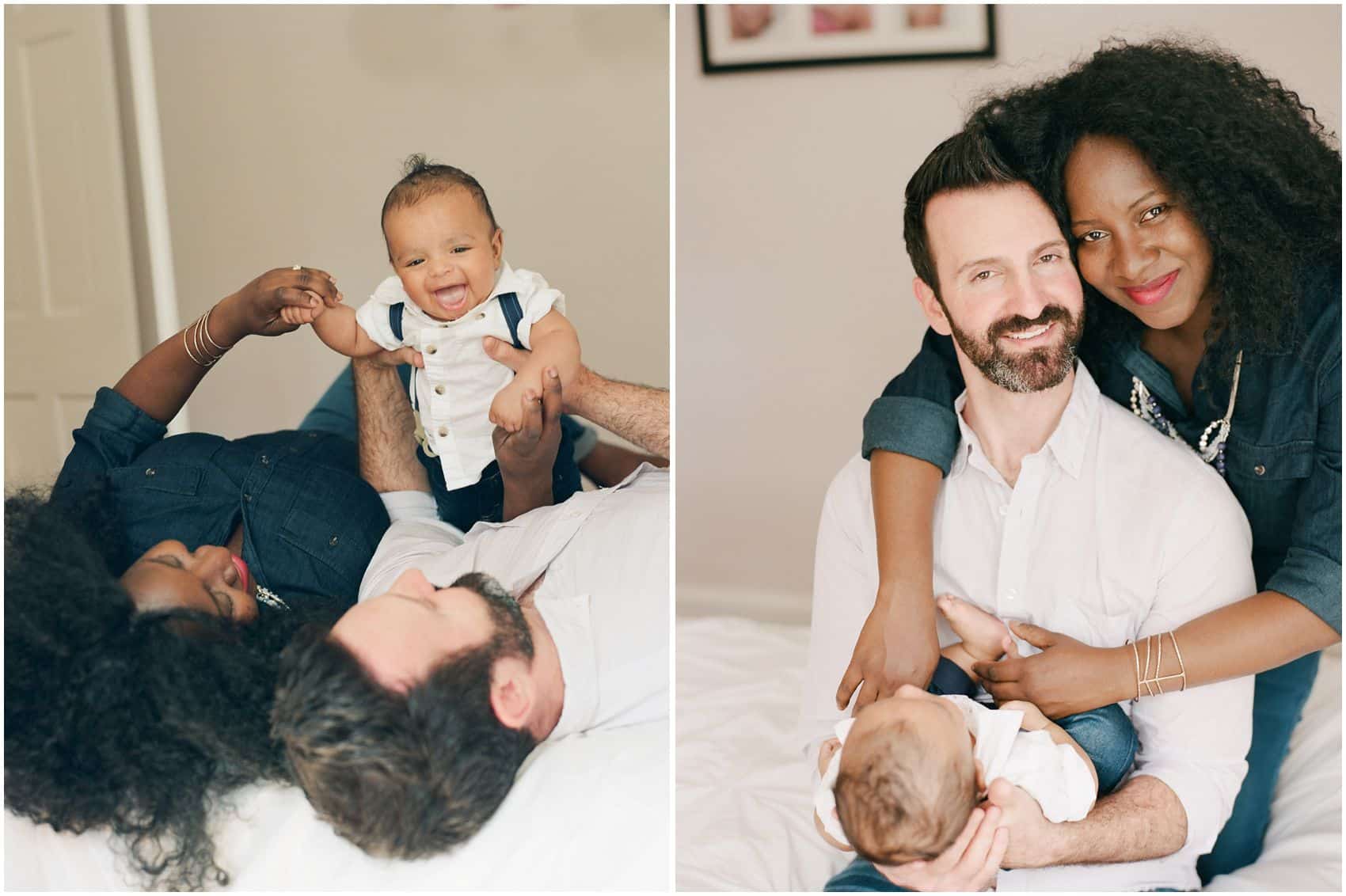 newborn portraits with parents and newborn baby boy in New York