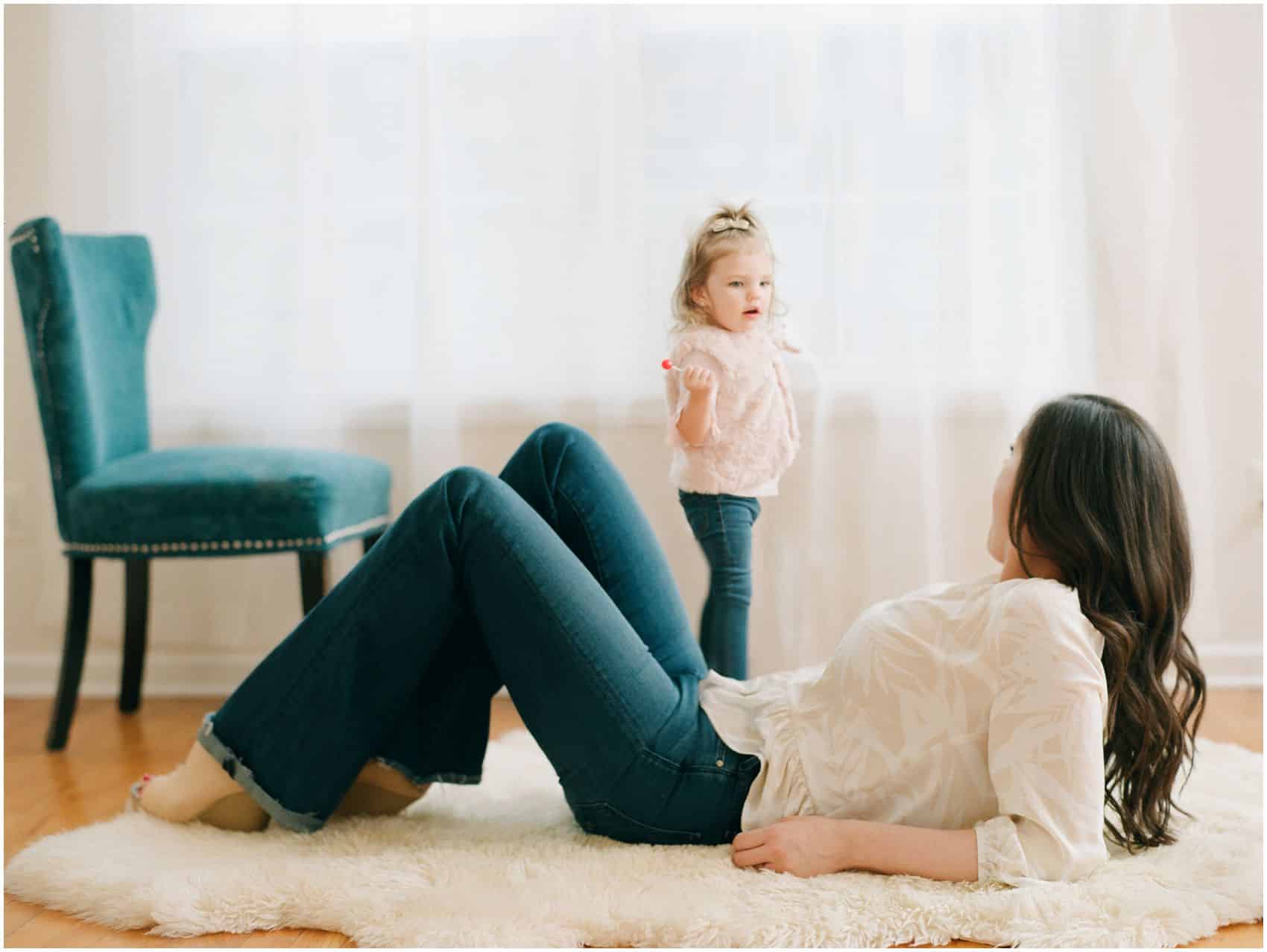 mommy and little girl having fun in a Mommy and Me lifestyle session