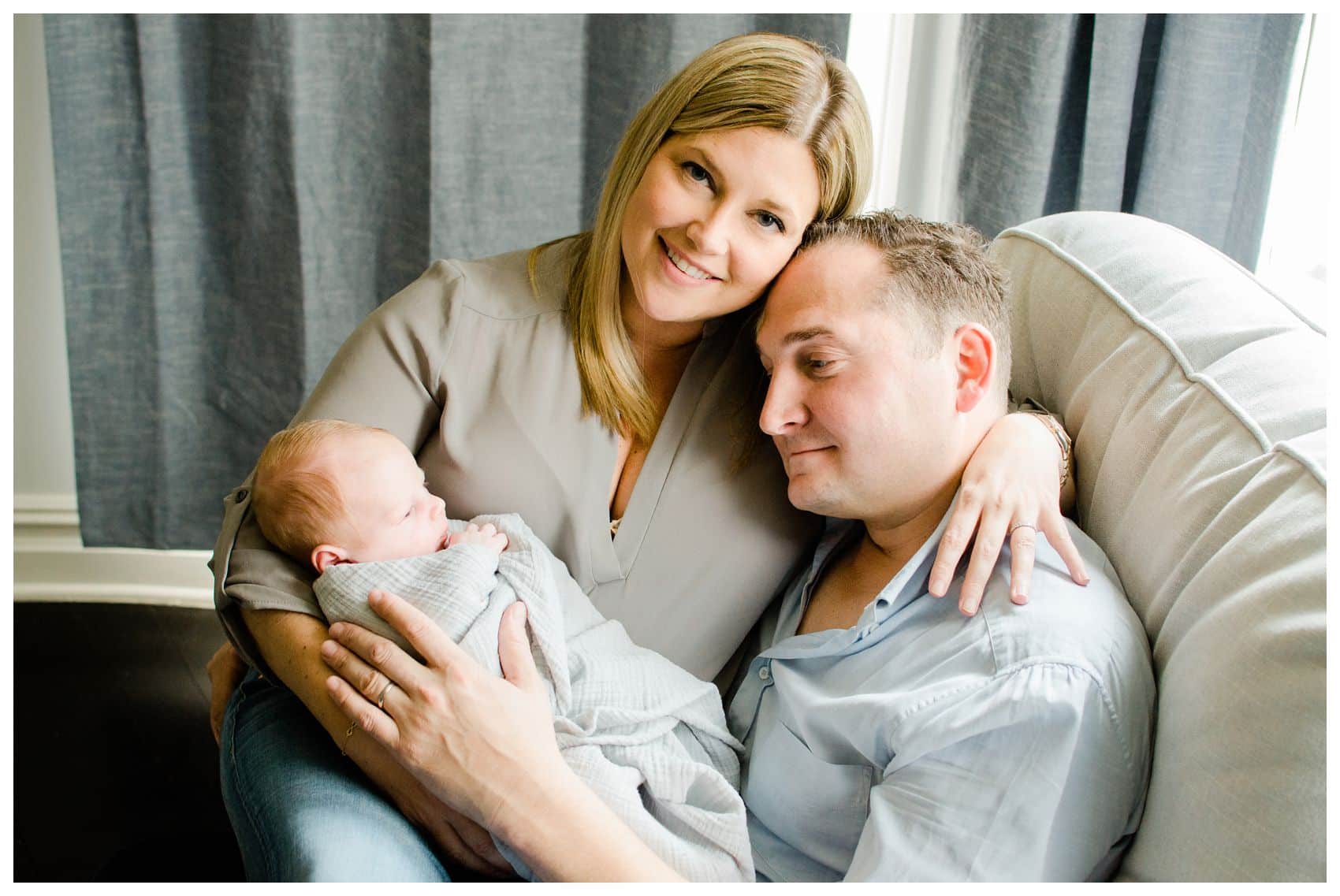 NYC newborn photography at home with a newborn baby boy and parents 