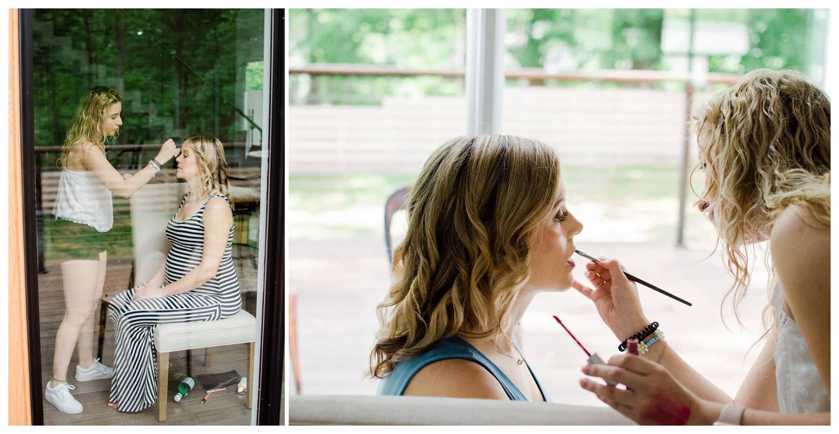 hair and make up at home before the maternity session in Short Hills NJ
